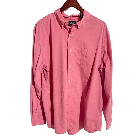 CHAPS pink button down long sleeve casual shirt - Picture 1 of 10